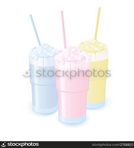 Vector illustration of milkshakes on night disco background