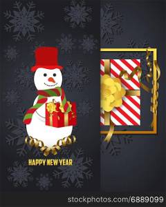 vector illustration of new year 2018 background with christmas confetti gold and snowman