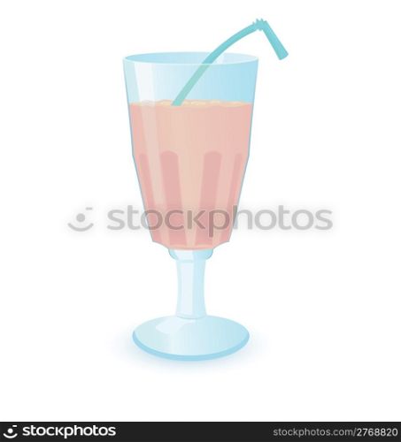 Vector illustration of one milkshake on night disco background