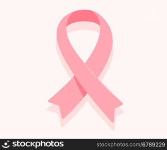 Vector illustration of pink ribbon, cancer awareness symbol isolated on white background. Flat style design for breast cancer awareness month poster, banner, web, site