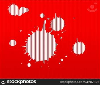 Vector illustration of white blot on red striped background