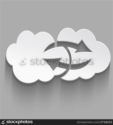 Vector illustration of white cloud computing icons with realistic shadow&#xA;