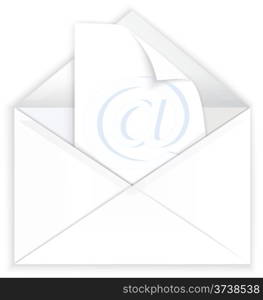 Vector illustration of white realistic envelope with paper and at watermark&#xA;