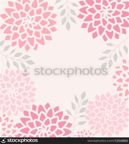 Vector illustration pink flowers on a white background. Background with flower and leaf decoration. Vector Floral invitations
