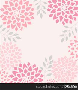 Vector illustration pink flowers on a white background. Background with flower and leaf decoration. Vector Floral invitations