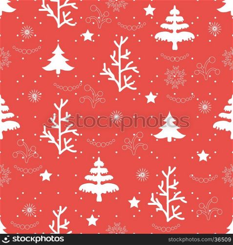 Vector illustration. Seamless natural ornament on the Christmas theme.