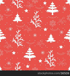 Vector illustration. Seamless natural ornament on the Christmas theme.