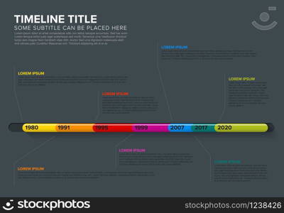 Vector Infographic Company Milestones glassy Timeline Template - dark version. Glassy Infographic Timeline Template