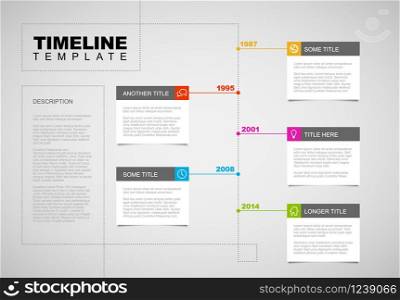 Vector Infographic timeline report template with icons and simple content boxes