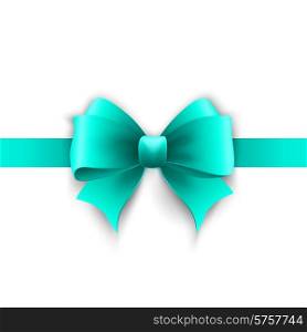 Vector Invitation card with blue holiday ribbon and bow. Invitation card with blue holiday ribbon and bow