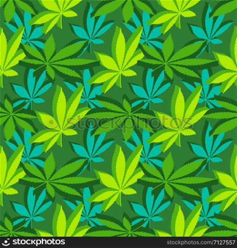 vector isometric design various colors cannabis marijuana leaves silhouettes decoration seamless pattern green background. isometrcic marijuana leafs seamless pattern