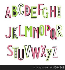Vector Latin striped bright alphabet