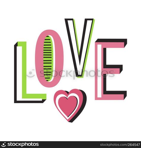 Vector Love Composition with bright letters and heart
