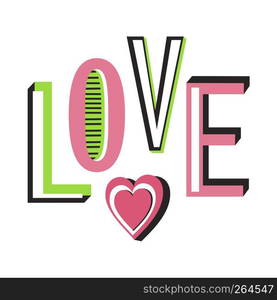 Vector Love Composition with bright letters and heart