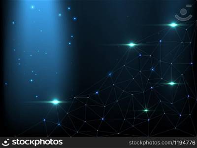 Vector luxury stars on a night sky background. Abstract low polygonal wireframe connected telecommunication signal, dot line and particle. Design art for space galaxy and technology science