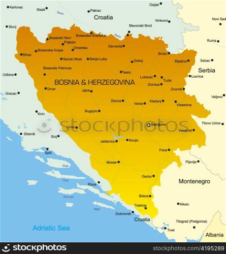 Vector map of Bosnia and Herzegovina country