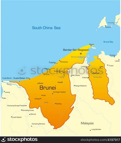 Vector map of Brunei country