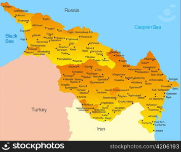 Vector map of Caspian region countries