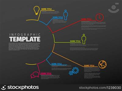 Vector multipurpose Infographic template made from lines and icons - dark version. Vector multipurpose Infographic template