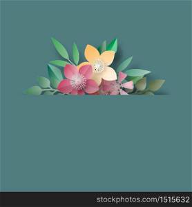vector paper cut flowers leaves colorful background