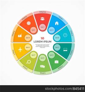Vector pie chart circle infographic template with 10 options