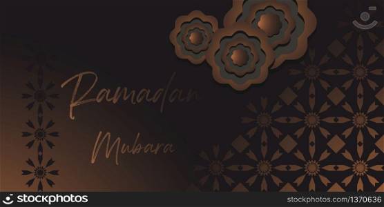 Vector Ramadan Kareem card. Vintage banner with lanterns for Ramadan wishing. Arabic shining lamps. Decor in Eastern style. Islamic background. Card for Muslim feast of the holy of Ramadan month.
