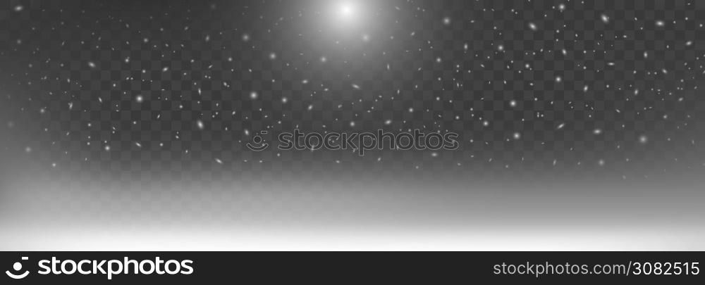 vector realistic snowfall with street lamp on transparent background