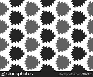 Vector seamless geometric pattern. Shaped grey and black leaves on white background.