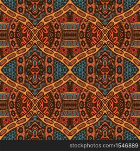 Vector seamless pattern ethnic tribal geometric psychedelic colorful print. Grunge decor. Vector seamless pattern flower colorful ethnic tribal geometric psychedelic mexican print