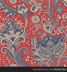 Vector seamless pattern. Indian floral backdrop. Paisley. Fashion style. Design for fabric. Vector seamless pattern. Indian floral backdrop. Paisley. Fashion style
