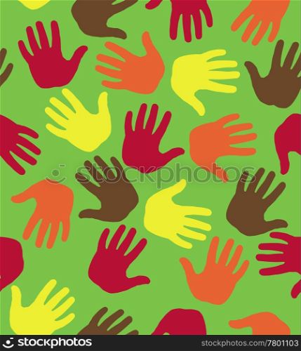 Vector seamless pattern with colored hand prints. Seamless pattern with colored hand prints