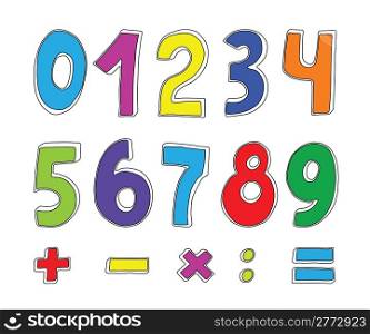 vector set of color numbers on white