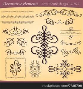 Vector set of decorative ornament ant design elements for layout and illustration