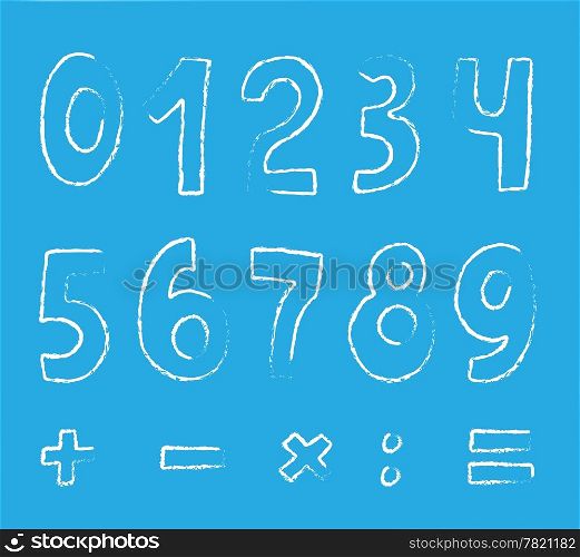 Vector set of numbers on blue