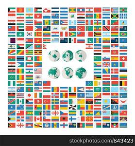 Vector set of the world flags in flat style over white background