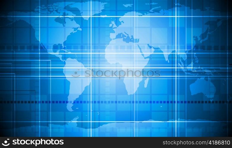 Vector tech background with world map texture. Eps 10