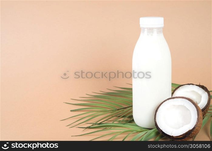 Vegan coconut milk in a bottle