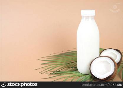 Vegan coconut milk in a bottle