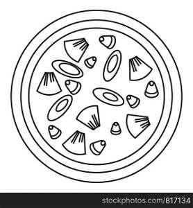 Vegan pizza icon. Outline vegan pizza vector icon for web design isolated on white background. Vegan pizza icon, outline style
