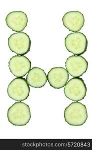 Vegetable Alphabet of chopped cucumber - letter H