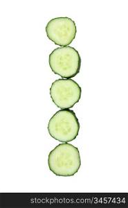 Vegetable Alphabet of chopped cucumber - letter I