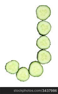 Vegetable Alphabet of chopped cucumber - letter J