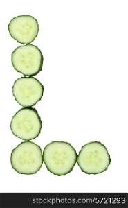 Vegetable Alphabet of chopped cucumber - letter L