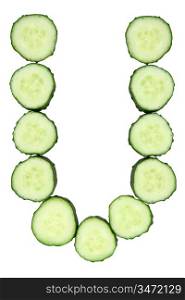 Vegetable Alphabet of chopped cucumber - letter U