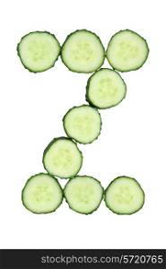 Vegetable Alphabet of chopped cucumber - letter Z