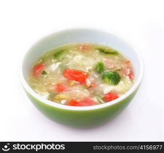 vegetable cream soup , close up