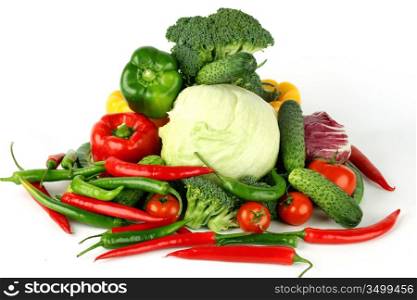 vegetable, freshness, vegetarian,big vegetarian pile isolated on white