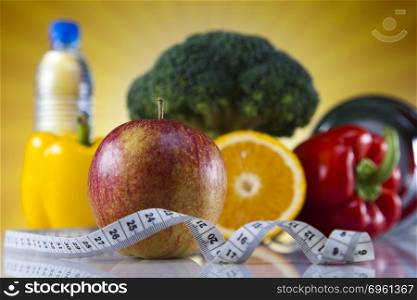 Vegetable, Fruits and fitness, bright colorful tone concept