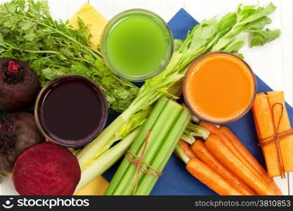Vegetable juice with beet carrot and celery