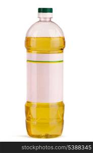 Vegetable oil in plastic bottle isolated on white